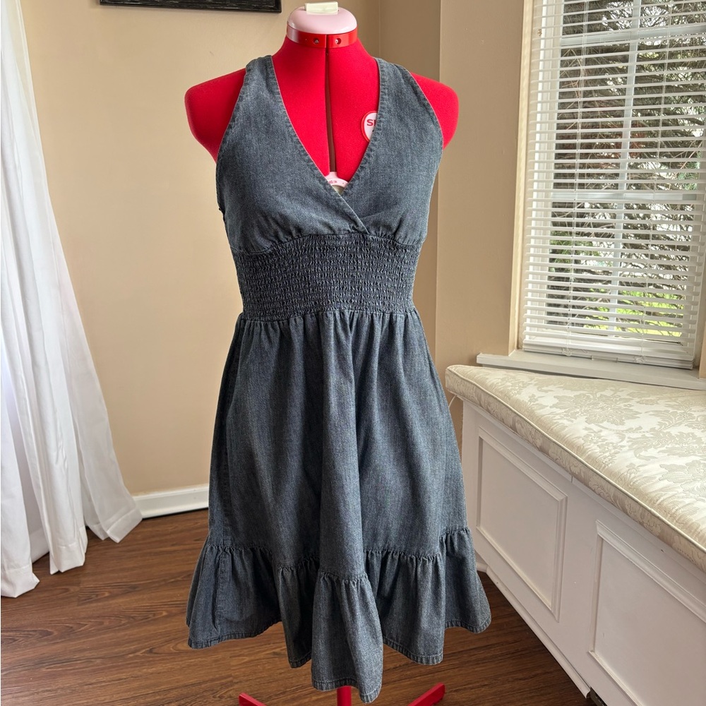 American Rag Washed Black Denim Halter Sundress